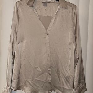 Women's Cream and Tan Blouse